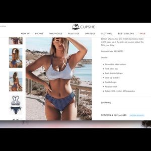 Navy and White Stripe Strappy Lace Up Bikini